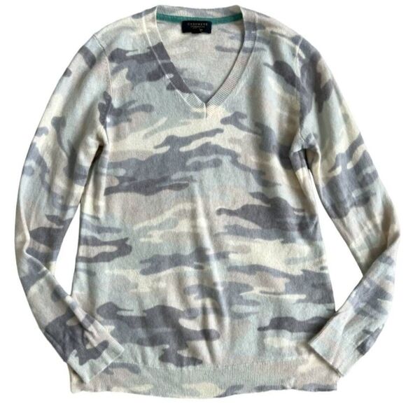 Charter Club Cashmere Sweater Women Large MultiColor Long Sleeve Camouflage - Picture 1 of 7